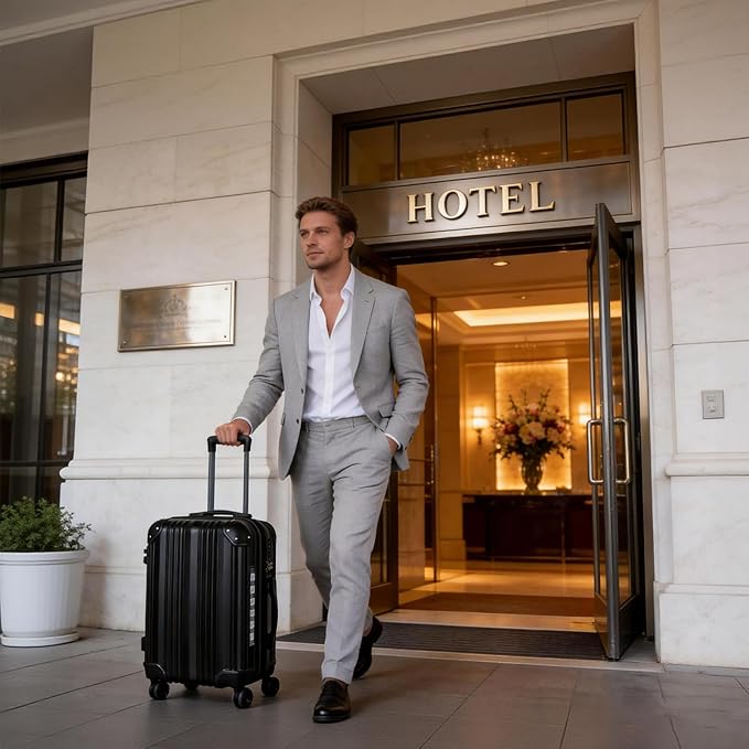 OUZZO 24 Inch Expandable Luggage Medium Checked Luggage Hardshell Suitcases with Double Spinner Wheels Lightweight Travel Luggage TSA Approved for Women Men Business Trip