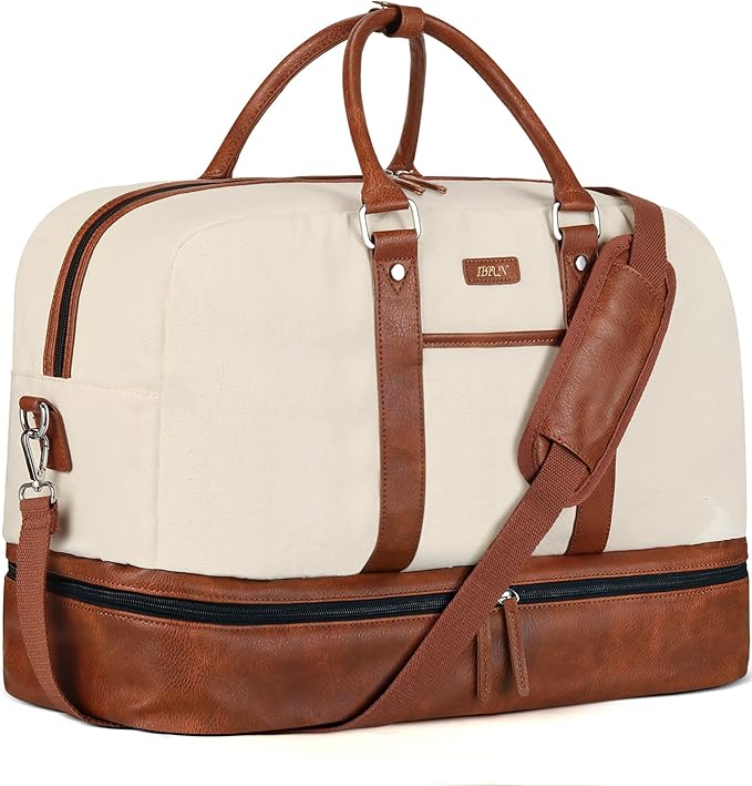 Weekender Bag for Women, Large Overnight Bag Canvas Travel Duffel Bag Carry On Tote with Shoe Compartment 21" 3Pcs Set