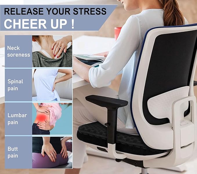 20" Gel Seat Cushion for Long Sitting(Jumbo&Thick) – Office Chair Cushion – Wheelchair Cushions for Pressure Sores – Non-Slip Desk Chair Car Seat Cushion Driving – Sciatica & Back Pain Relief