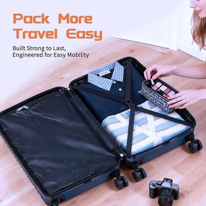 Luggage Sets 3 Piece, ABS Suitcase Set (20/24/28), Hardside luggage with Spinner Wheels, Travel Luggage,14x8x9 Airline Approved Carry on, Lightweight Luggage with High-Security Lock
