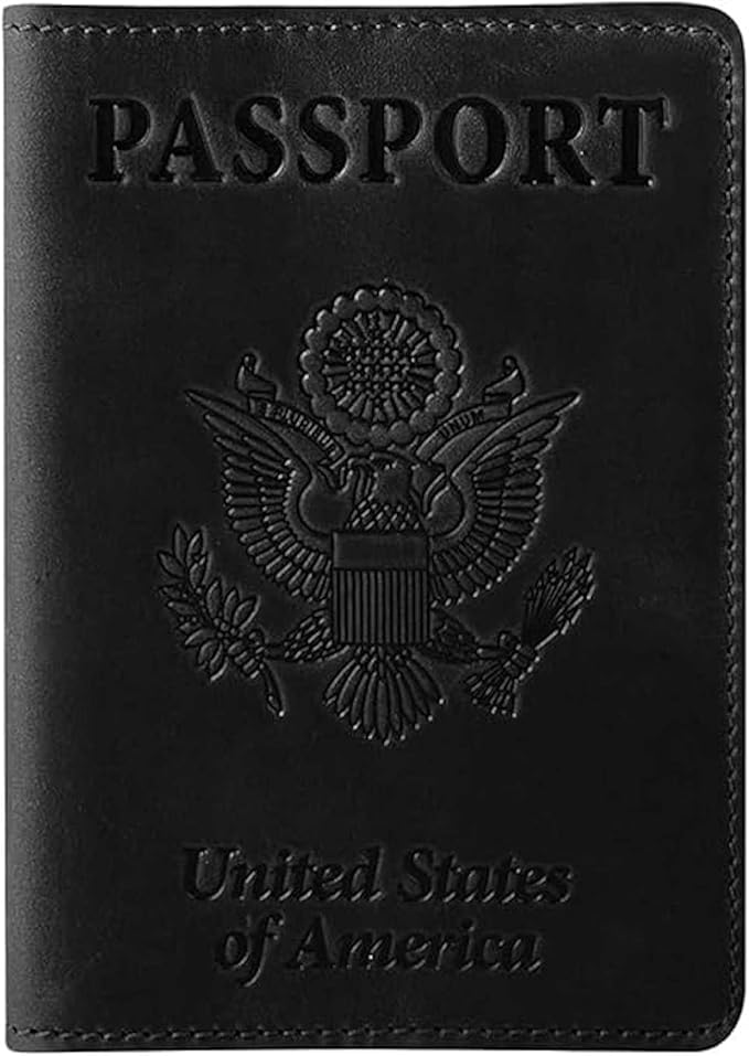 Ciana Passport Holder for Travel – PU Leather Passport Cover and Card Holder for Men & Women – Slim Passport Holder with Card Protector Slot, Travel Must Haves (Black)