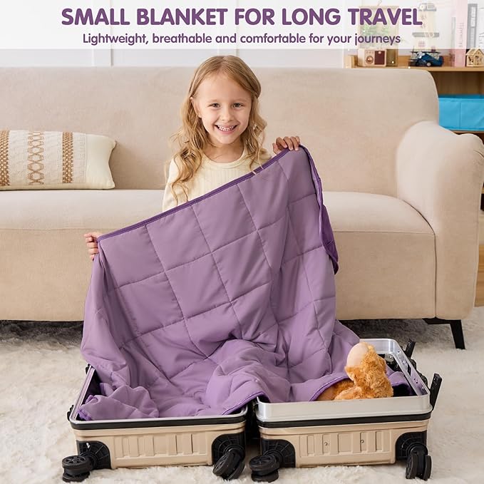 yescool Purple Weighted Blanket 3 Pounds Cooling Weighted Lap Blanket, Heavy Blanket for Sleeping, Weighted Throw Blanket Gifts for 20-40lbs, 36"x48"