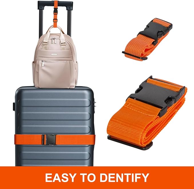 Luggage Straps,Suitcase Straps for Luggage and Add a Bag Luggage Straps for Suitcase,Travel Accessories for Connecting Suitcases or Smaller Packages Together (Orange 2 pcs)