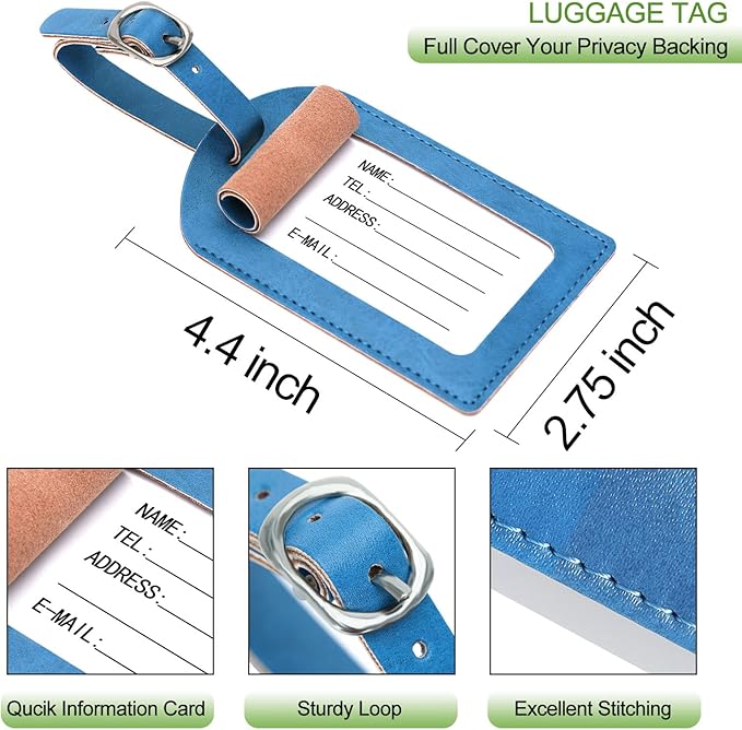 Passport Holder With Luggage Tag Travel Essentials Passport Cover Wallet RFID Blocking Leather Case International Must Haves Travel Accessories Women Men(115#Blue)