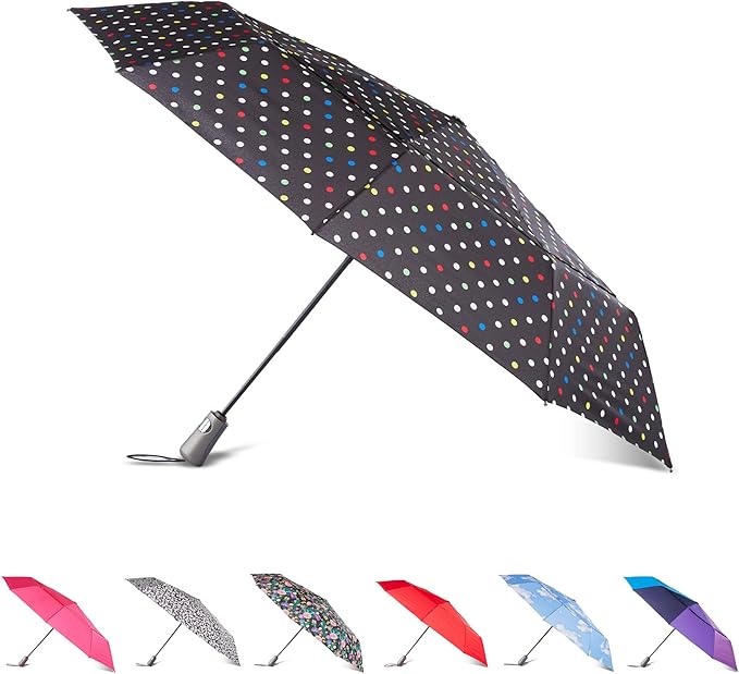 Totes Auto Open/Close Windproof Ultimate Compact Umbrella with UV and Water Repellent Protection
