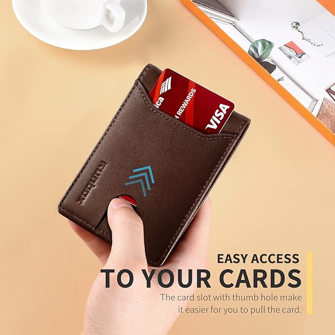RUNBOX Wallet for Men Slim 11 Credit Card Holder Slots Leather RFID Blocking Small Thin Men's Wallet Bifold Minimalist Front Pocket Large Capacity Gift Box