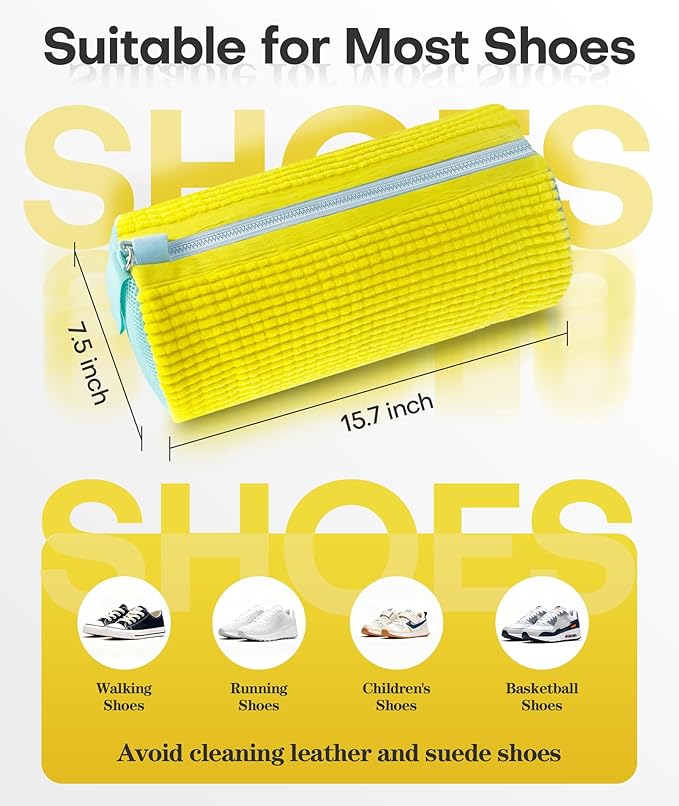 3-IN-1 Laundry & Shoe Washing Machine Bag Kit : Laundry Shoe Bag for Washer and Dryer,Reusable Shoe Cleaning Bag for Sneakers,Tennis,Self-locking Zipper & Microfiber,Include 3 Laundry Bag & 2 Shoe Bag