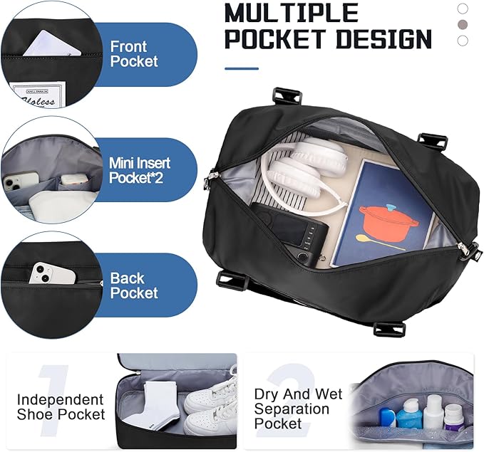 Travel Duffel Bag with Shoes Compartment, Overnight Weekender Bags for Women, Carry on Personal Item Travel Set