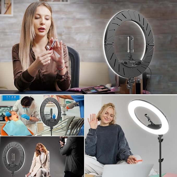 18 Inch Ring Light Kit, 55W6700k Dimmable LED Light, Tripod Stand, Remote Controller,Box,CRI95,Black