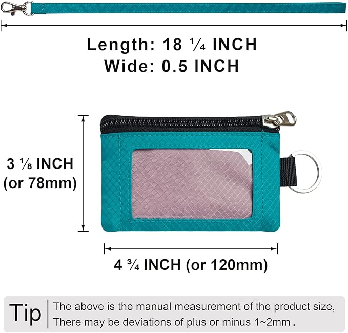 CHENSPRX Minimalist RFID Blocking Small Wallet with ID Window,WaterResistant Zip Id Case Wallet with Lanyard Keychain for Cards,Cash,Travel,Women,Men