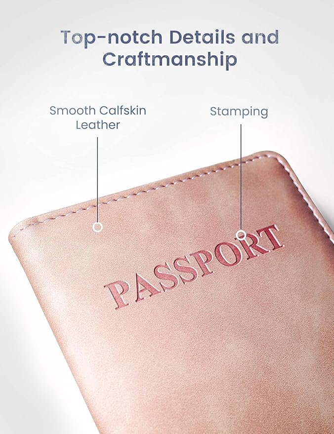 Passport Holder Passport Case Travel Wallet with Vaccination Card Holder Passport Cover with RFID Blocking Clear Pocket For Photo