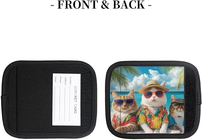 Cute Cats Beach Sunglasses Luggage Handles Wrap Grips For Suitcases Luggage Travel Accessories For Airplane 2pcs