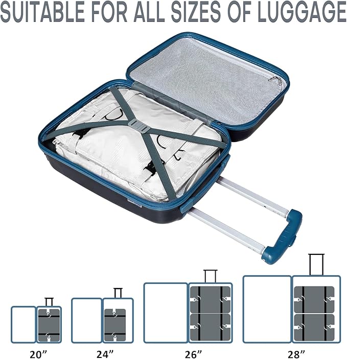Compressible Packing Cubes Portable Hanging Closet Shelves 17"x12"x24" Extendable Travel Organizer Nylon Packing Bags for Suitcase