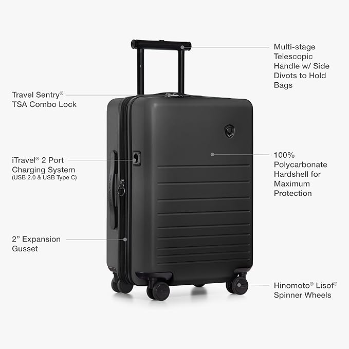 Traveler's Choice Markham Hardside Expandable Luggage with Double Spinner Wheels, Carry-On 21-Inch Suitcase, TSA Lock, 21-Inch, Black