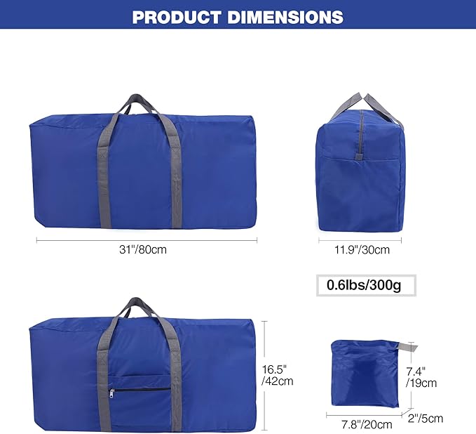 REDCAMP 100L Extra Large Duffle Bag, Water Resistant Lightweight Foldable Duffel Bag for Outdoor Camping, Dark Blue
