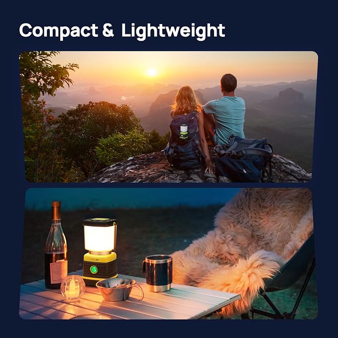 Consciot 1000LM LED Camping Lantern Rechargeable, 4 Light Modes, Dimmable | 4400mAh Portable Battery Pack, IPX4 Waterproof Tent Lights, Flashlight for Emergency, Power Outages, USB Cable Included