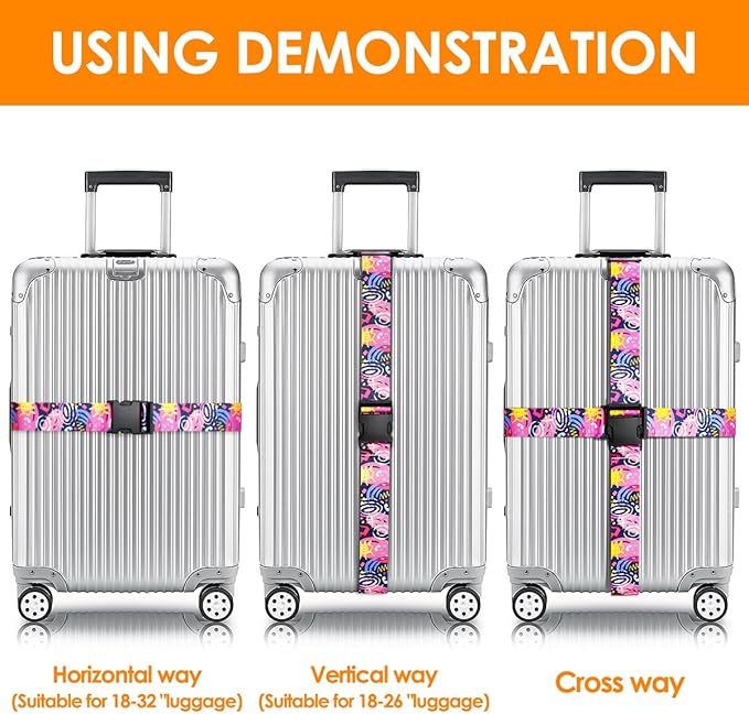 Adjustable Travel Luggage Strap Suitcase Belt Travel Bag Accessories 1.96 in W x 6.23 ft L