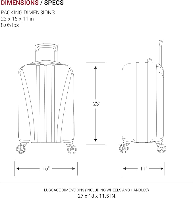 SwissGear 7585 Hardside Expandable Luggage with Spinner Wheels, Black, Carry-On 19-Inch