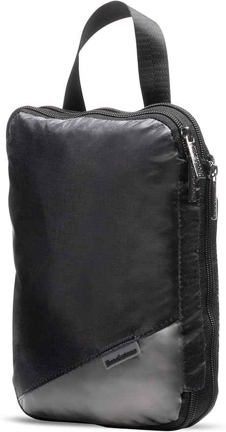 Brookstone Compression Packing Cubes Set - 2 Piece Small and Medium Carry On Luggage Travel Organizer and Compression Bags, Black