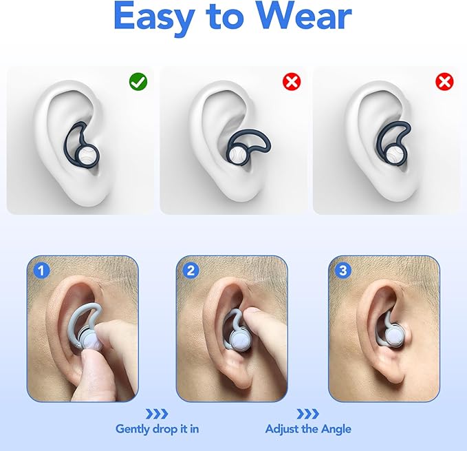 Swimming Ear Plugs Waterproof Earplugs - 3 Pairs Silicone Swim Ear Plugs for Adult Kids, Water Sports Earplugs for Showering, Bathing, Surfing - Keep Ear Water Out (Naxy Blue,Grey,Black, One Size)