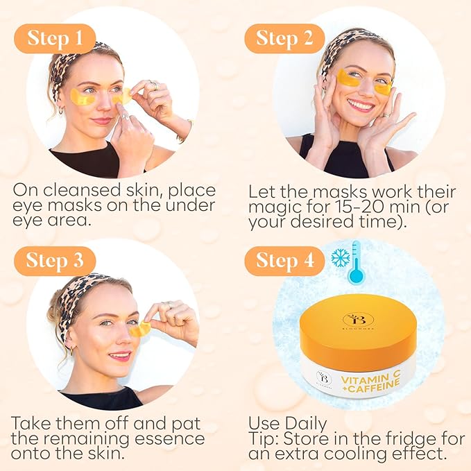 Vitamin C & Caffeine Under Eye Patches (30 Pairs), Under Eye Mask for Puffy Eyes, Appearance of Dark Circles, Smoothing & Hydration, Self Care & Skincare Gifts for Women, Patch Yeux