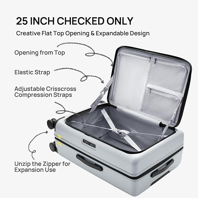 NINETYGO Carry On Luggage 22x14x9 Airline Approved, 20 Inch Suitcase with Front Compartment, Lightweight PC Hard Shell, Cup Holder, Clamshell, TSA Lock, Spinner Wheels (Charcoal Coconut Milk)