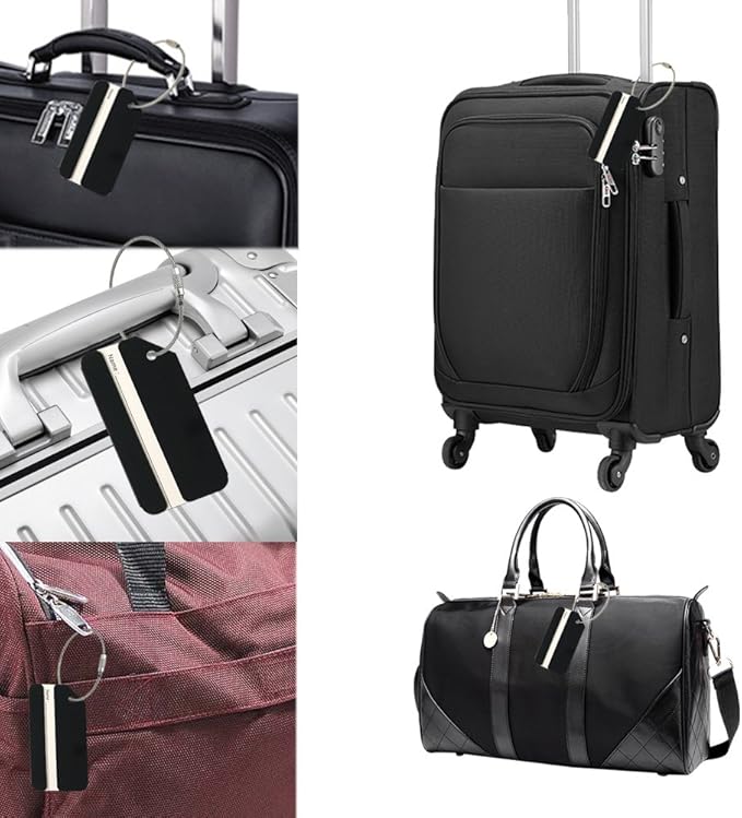 5Pack Black Aluminum Luggage Tag with Name ID Card Perfect to Quickly Spot Luggage Suitcase by Ovener
