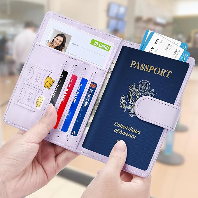 Herain Passport Holder for Travel Cruise Essentials, 2 Pcs Passport Cover Wallet Case Travel Gifts Women Men Family, RFID Passports Book Card Holders Travels Accessories Must Haves