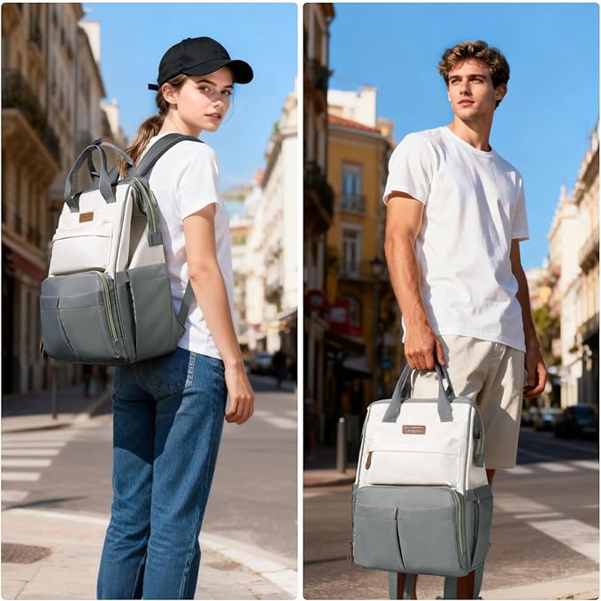 Maelstrom Laptop Backpack, Fits 15.6-17.3 Inch Travel Backpack Gift for Women Men, Waterproof College School Computer Bag, Anti-theft Business Work Bag with Luggage Strap (Grey, 17.3 Inch)