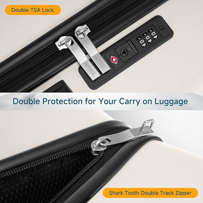 Hoteel Luggage Sets 5 Piece, 4-Year Warranty, Carry-On Luggage with Dual-Spinner Wheels, PC+ABS Hardside Suitcase Set with TSA Lock, Durable Large Suitcase, Beige(20/24/28/DB/TB)