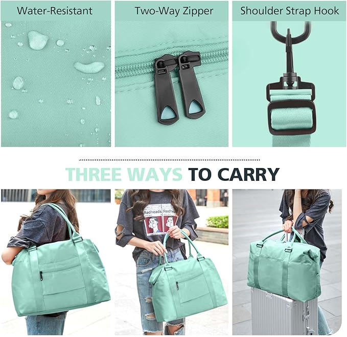 Travel Duffle Bag, Waterproof Weekender Bag Carry On Tote Bags for Women, Travel Essentials Sport Gym Bag for Men, Hospital Bag for Labor and Delivery, Overnight Bag Luggage Bag with Trolley Sleeve