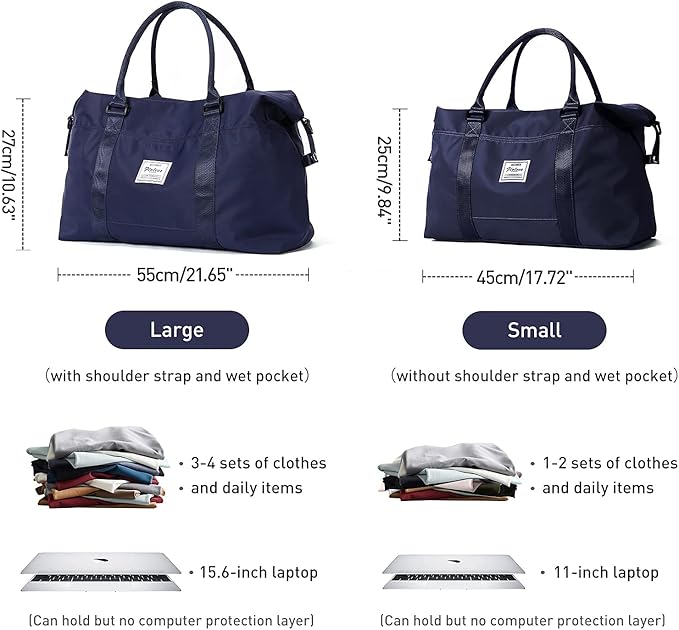 HYC00 Travel Duffel Bag,Carry-on Overnight Weekender Bags for Women,Sports Tote Gym Bag with Wet Pocket