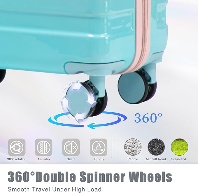 Luggage Sets, ABS Hardshell Suitcase Spinner Wheels and Lock