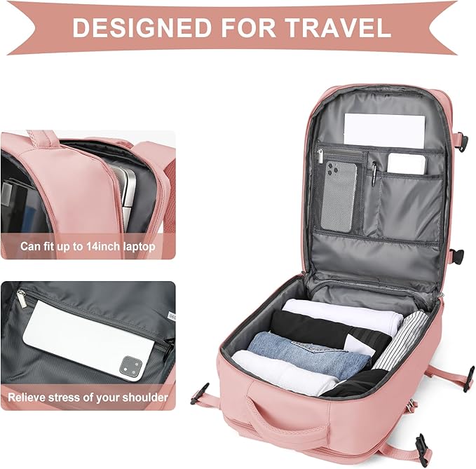 WONHOX Large Travel Backpack Carry on Flight Approved Laptop Work Business Backpack for Women Men Mochila de Viaje