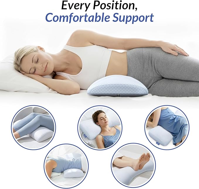 ZIKEE Inflatable Lumbar Support Pillow for Bed with Customized Lower Back Pain Relief & Support, Memory Foam Back Support for Side & Back Sleeping, Bed Pillow for Driving, Resting, Breathable Cover