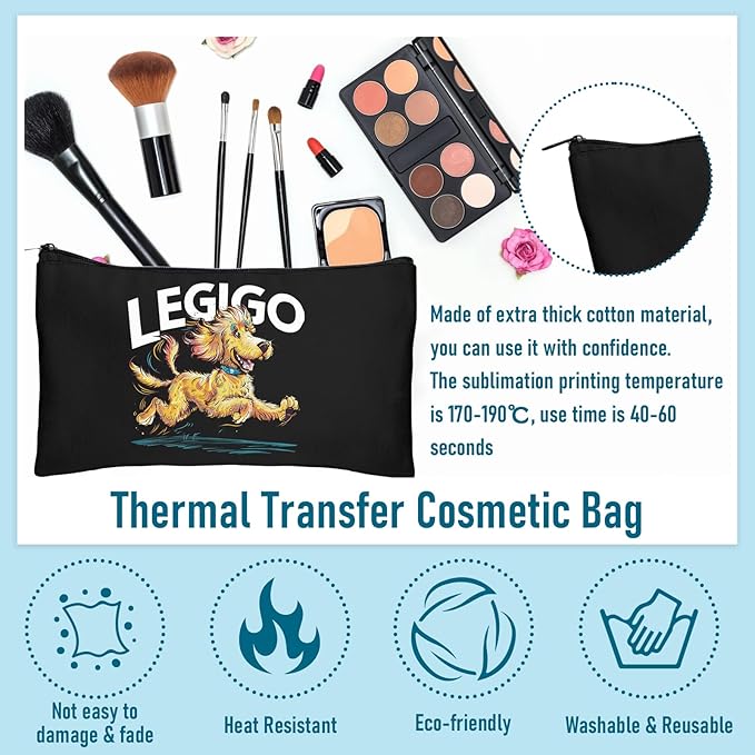 Legigo Blank Canvas Bag Zipper Pouch Makeup Bags Bulk - Multi-Purpose Canvas Pencil Pouch with Sturdy Zipper, Cosmetic Bag Travel Toiletry Bag for DIY Craft Projects, Storage (8.3 x 5 inches)