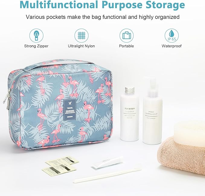 Mossio Hanging Toiletry Bag with Sturdy Hook - Large Portable Cosmetic Makeup Travel Organizer for Men & Women