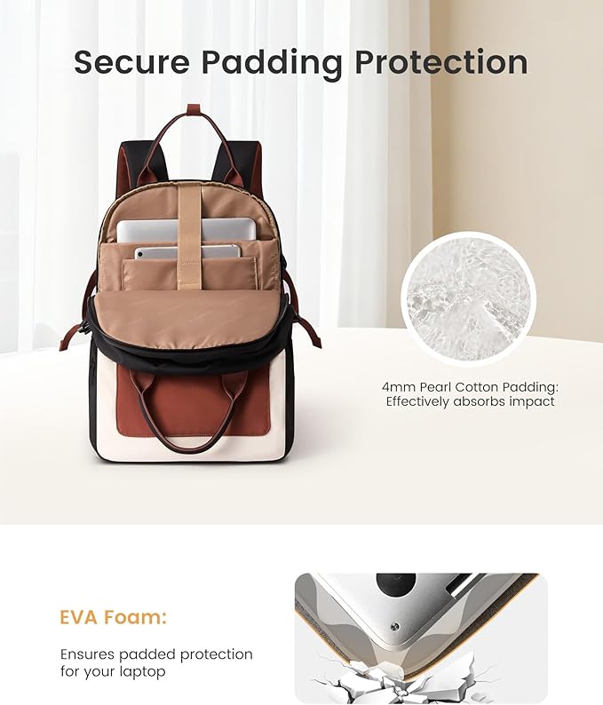LOVEVOOK Laptop Backpack for Women - Stylish Work Backpack with Large Cup Holder, Waterproof College Teacher Backpack, Beige-Khaki, 17Inch