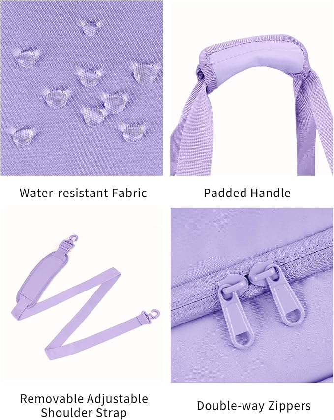 WANDF Travel Duffel Bag with Wet Pocket & Shoe Compartment, 18x14x8 Personal Item Bag with USB Charging Port, Water-Resistant Gym Weekender Overnight Carry-on for Women Men (Purple)
