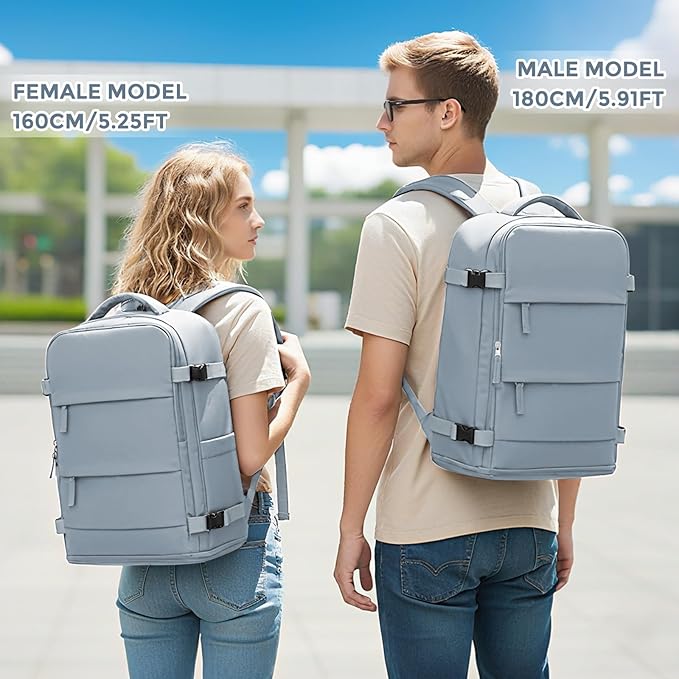 coowoz Travel Backpack For Women Men,Carry On Backpack,Hiking Backpack Waterproof Outdoor Sports Rucksack Casual Daypack travel essentials（Gray Blue）