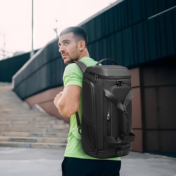 Gym Bag for Men with Shoes Compartment - 40L Duffle Bag for Travel with Wet Pocket & Laptop Compartment,Waterproof Carry On Sports Bags Gym Backpack with Water Bottle Holder