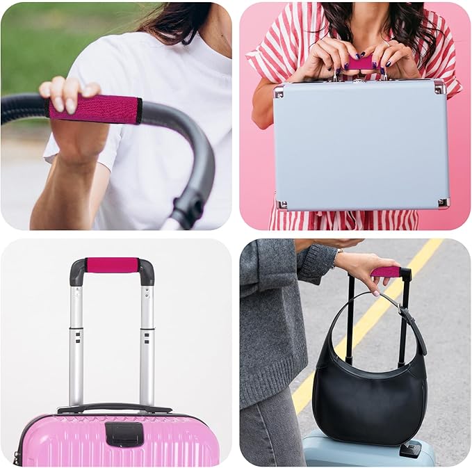2Pack Luggage Handle Wraps for Suitcase,Rose Red Soft Luggage Identifiers for Suitcases,Travel Essential Bag Handle Wrap,Neoprene Material Suitcase Handle Wraps for Traveling