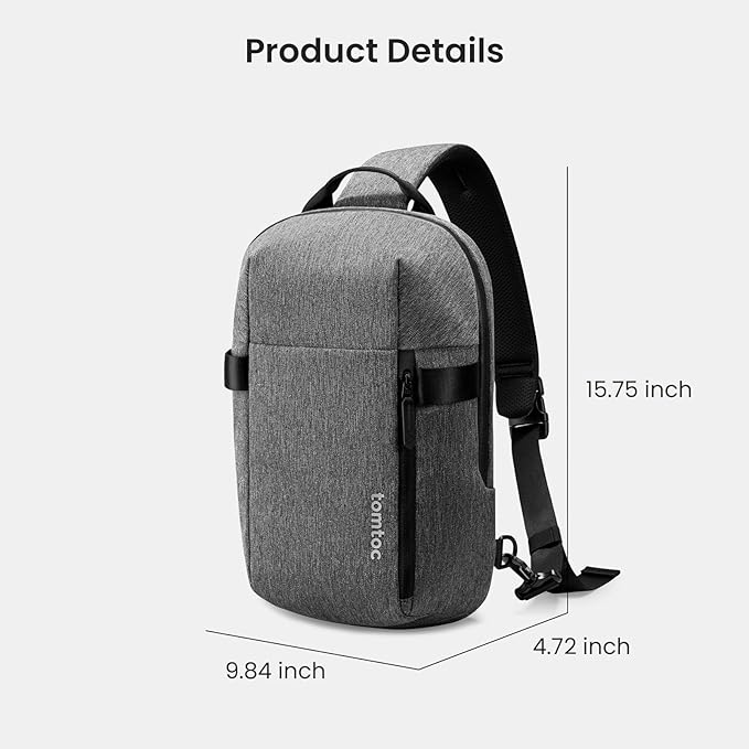 tomtoc 7L Sling Backpack Crossbody Bag for Men Women, EDC Daypack Chest Shoulder bag for 14-inch MacBook Pro M5 Pro/Max, 13" MacBook Air, 13" iPad Air M4/Pro M5, Organized, Daily Use, Work, Travel-S