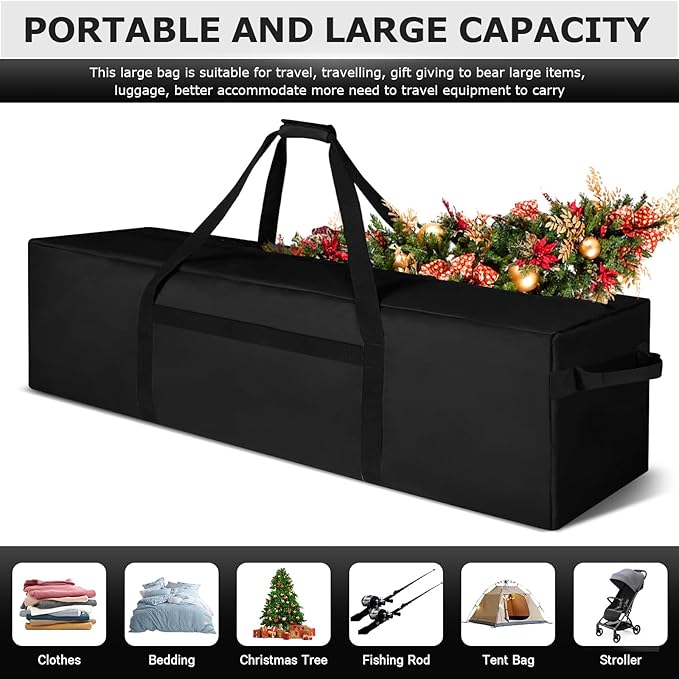 48 Inch Sports Duffel Travel Bag, Sturdy & Water Resistant Large Duffle Bag, Durable Equipment Storage Bag for Camping Tent Moving (Black)