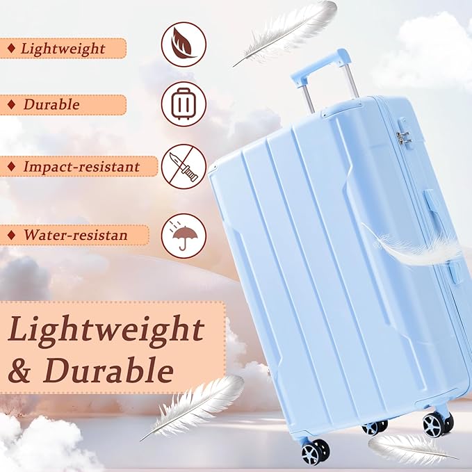 Merax 24 Inch Expandable Checked Luggage, Hardshell ABS Medium Suitcase with Spinner Wheels, TSA Lock, Lightweight Travel Suitcase for Long Trips and Vacations