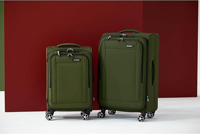 Samsonite Saire LTE Softside Expandable Luggage with Spinner Wheels, Olive Green, 2-Piece Set (Carry-on/Medium)