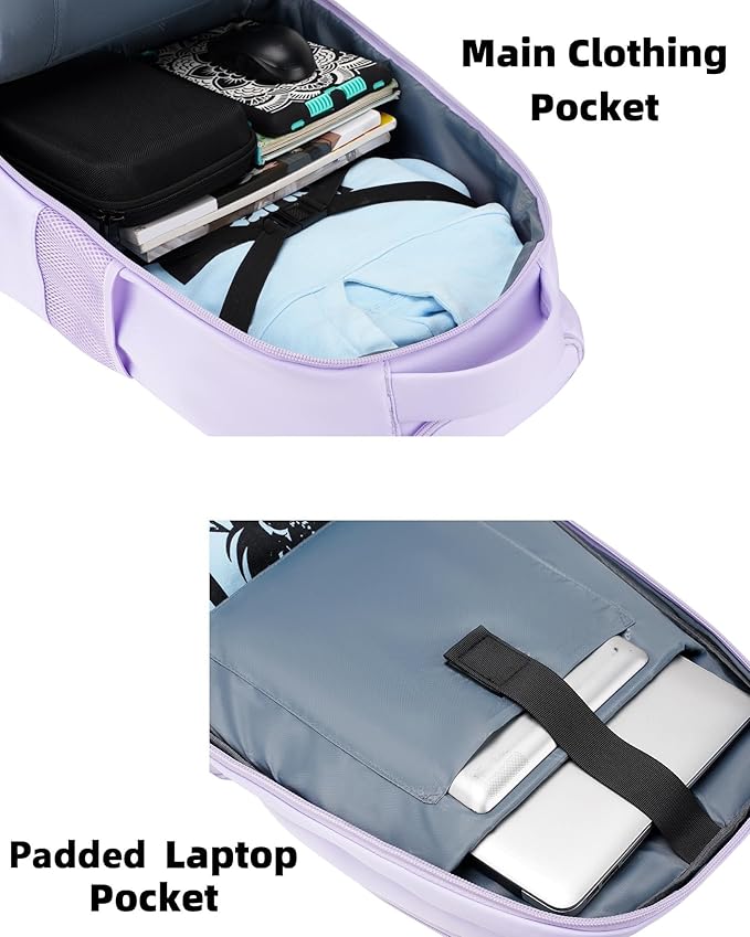 MATEIN Rolling Backpack for Women, 17 Inch Travel Laptop Backpacks with Wheels, Waterproof Large Roller Carry On Luggage Wheeled, Trolley Overnight Suitcase Business Computer Bag, Purple