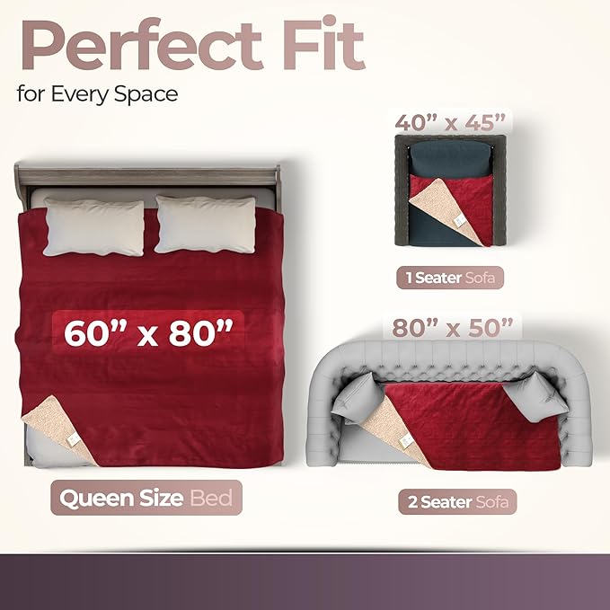 Sacred Weapon Blanket Waterproof and Stain Proof – Water Proof Blanket for Bed & Couch – Splash Throw Blanket VIP – Washable King, Queen Mattress Protector Waterproof – Dark Red 80"x80"