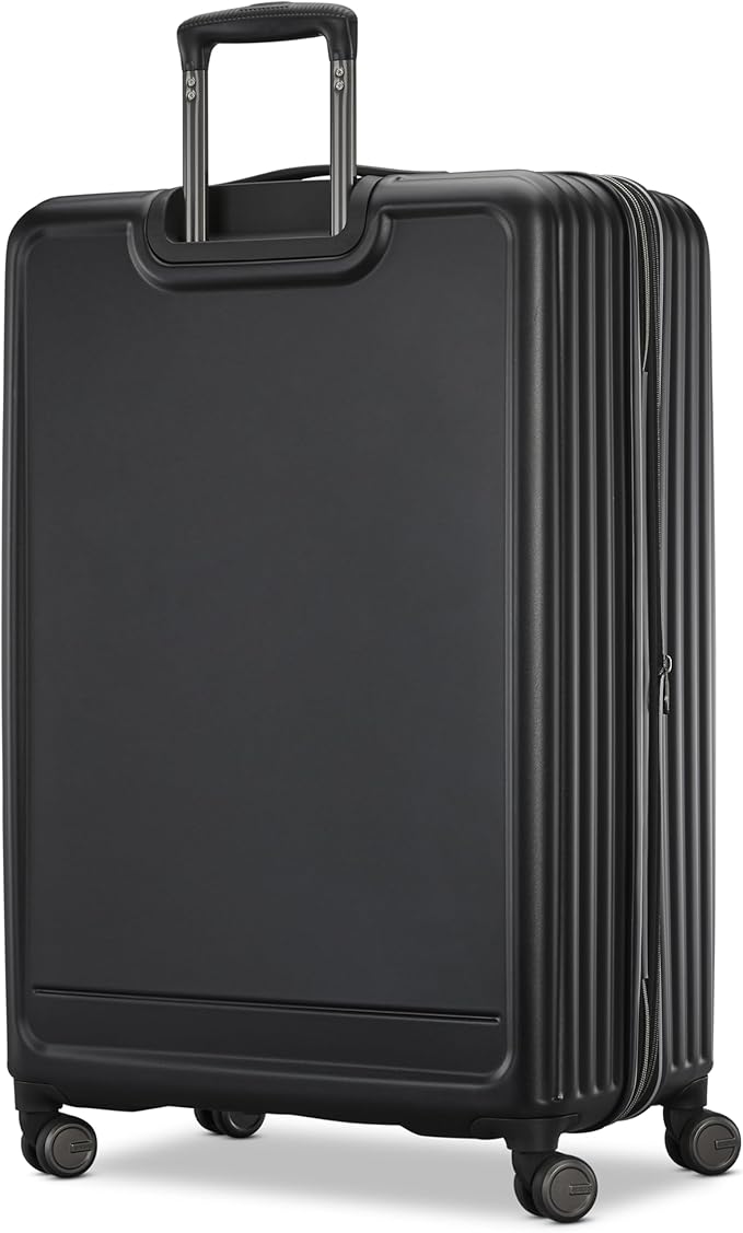 American Tourister Fathead Large Checked Luggage - Customize with Favorite Sports or Character Decal - Durable ABS Hardshell with 1.5" Expansion - 360° Spinner Wheels - RightHeight™ Handle - Black