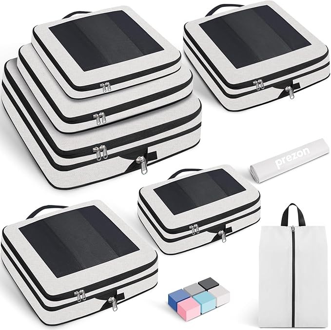 Compression Packing Cubes for Travel, Lightweight Vacation Travel Essentials, Travel Accessories for Suitcase Organizer Bags Set, Durable Luggage Organizer